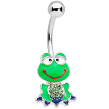 将图片加载到图库查看器，Green Gem Green Goofy Frog Belly Ring
