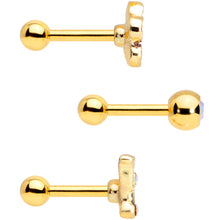 Load image into Gallery viewer, 16G 1/4 Aurora Gem Gold Tone Flower Cartilage Tragus Set of 3
