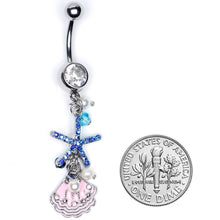 将图片加载到图库查看器，Clear Blue Gem Ocean Treasure Nautical Dangle Belly Ring
