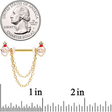 Load image into Gallery viewer, 14G 5/8 Clear Gem Gold Tone Santa Dangle Nipple Ring Set
