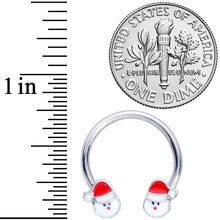 Load image into Gallery viewer, 14G 9/16 Santa Christmas Horseshoe Nipple Ring Set
