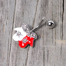 将图片加载到图库查看器，Clear Gem Winter Mittens Snowflake Christmas Belly Ring
