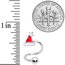 Load image into Gallery viewer, 14G 3/8 Santa Hat Christmas Spiral Twister Belly Ring
