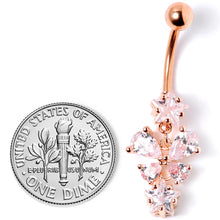 将图片加载到图库查看器，Clear Gem Rose Gold Tone Star and Bow Dangle Belly Ring
