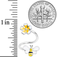 Load image into Gallery viewer, 14G 3/8 Yellow Bee Flower Spiral Twister Belly Ring
