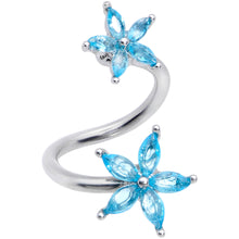 将图片加载到图库查看器，14G 3/8 Blue Gem Star Flower Spiral Twister Belly Ring
