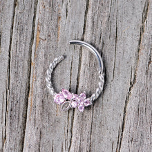 Load image into Gallery viewer, 16G 3/8 Pink Gem Star Twisted Hinged Segment Ring
