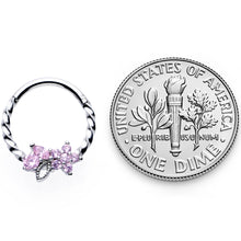 Load image into Gallery viewer, 16G 3/8 Pink Gem Star Twisted Hinged Segment Ring
