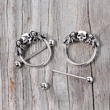 Load image into Gallery viewer, 14G 7/8 Winged Skull Halloween Nipple Shield Set

