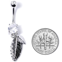 将图片加载到图库查看器，Clear Gem Feathers Southwestern Dangle Belly Ring
