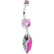 将图片加载到图库查看器，Pink Gem Feathers Southwestern Dangle Belly Ring
