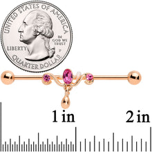 Load image into Gallery viewer, 14G Pink Gem Rose Gold Tone Drop Dangle Industrial Barbell 38mm
