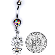 将图片加载到图库查看器，Vitrail Clear Gem Abstract Charm Dangle Belly Ring
