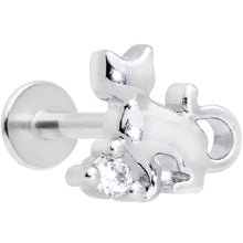 将图片加载到图库查看器，16G 5/16 Clear CZ Gem Elegant Cat Labret Monroe Tragus
