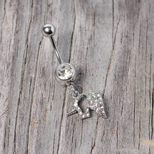 将图片加载到图库查看器，Clear Gem Silhouette Unicorn Dangle Belly Ring
