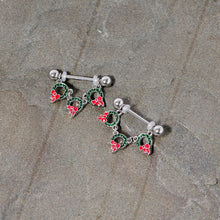 Load image into Gallery viewer, 14G 5/8 Holiday Wreath Christmas Chain Dangle Nipple Ring Set
