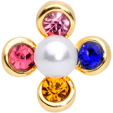 Load image into Gallery viewer, 16G 1/4 Pink Blue Gem Gold Tone Flower Cartilage Tragus Earring
