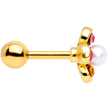 Load image into Gallery viewer, 16G 1/4 Pink Blue Gem Gold Tone Flower Cartilage Tragus Earring
