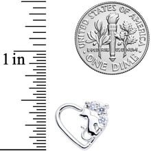 将图片加载到图库查看器，16G 3/8 Clear CZ Gem Cat Heart Left Ear Closure Ring
