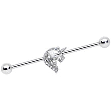 Load image into Gallery viewer, 14G Clear Gem Silhouette Unicorn Industrial Barbell 38mm
