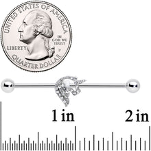 Load image into Gallery viewer, 14G Clear Gem Silhouette Unicorn Industrial Barbell 38mm
