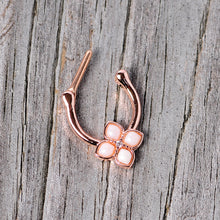 Load image into Gallery viewer, 16G 3/8 White Faux Opal Rose Gold Tone Regal Cartilage Clicker
