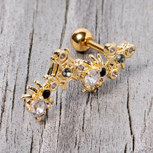 Load image into Gallery viewer, 16G 1/4 Clear CZ Gem Gold Tone Spider Halloween Cartilage Tragus
