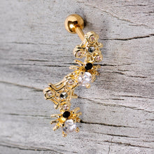 Load image into Gallery viewer, 16G 1/4 Clear CZ Gem Gold Tone Spider Halloween Cartilage Tragus
