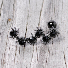 Load image into Gallery viewer, 16G 1/4 Black CZ Gem Black Spider Halloween Cartilage Tragus
