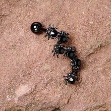 Load image into Gallery viewer, 16G 1/4 Black CZ Gem Black Spider Halloween Cartilage Tragus
