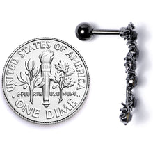 Load image into Gallery viewer, 16G 1/4 Black CZ Gem Black Spider Halloween Cartilage Tragus
