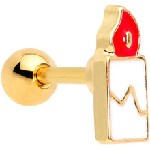 Load image into Gallery viewer, 16G 1/4 Gold Tone Holiday Candle Cartilage Tragus Earring

