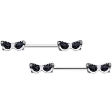 Load image into Gallery viewer, 14G 9/16 Clear Gem 50s Retro Sunglasses Barbell Nipple Ring Set
