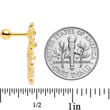 Load image into Gallery viewer, 16G 1/4 Clear CZ Gem Gold Tone White Flower Left Cartilage Tragus

