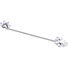 Load image into Gallery viewer, 14G Clear CZ Gem Paw Print Cat Industrial Barbell 38mm

