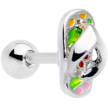 Load image into Gallery viewer, 16G 1/4 Pink Green Beach Flip Flop Sandal Cartilage Tragus
