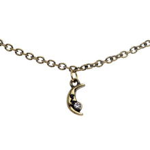 Load image into Gallery viewer, 14G Clear Gem Gold Tone Moon Mermaid Nipple Shield Dangle Chain
