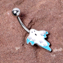 将图片加载到图库查看器，White Orb White Blue Ghost Halloween Belly Ring
