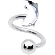 Load image into Gallery viewer, 14G 3/8 Clear Gem Faceted Crescent Moon Spiral Twister Belly Ring
