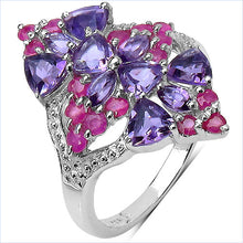 Load image into Gallery viewer, 2.58 Carat Genuine Amethyst &amp; Ruby .925 Sterling Silver Ring
