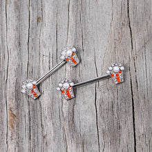 Load image into Gallery viewer, 14G 9/16 White Orb Movie Night Popcorn Barbell Nipple Ring Set
