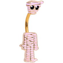 将图片加载到图库查看器，Black Gem Gold Tone Mummy Halloween Double Mount Belly Ring
