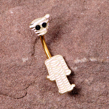 将图片加载到图库查看器，Black Gem Gold Tone Mummy Halloween Double Mount Belly Ring
