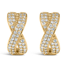 Load image into Gallery viewer, 14K Yellow Gold 1/3 Cttw Diamond Criss Cross Huggie Hoop Earrings (G-H Color, SI2-I1 Clarity)
