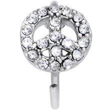 Load image into Gallery viewer, 20G 5/16 Clear Gem Retro Peace Sign Nose Hoop
