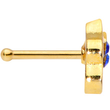 Load image into Gallery viewer, 20G 1/4 Blue CZ Gem Gold Tone Sweet Kitty Cat Nose Bone
