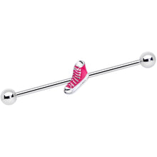 Load image into Gallery viewer, 14G Pink High Top Sneaker Industrial Barbell 38mm
