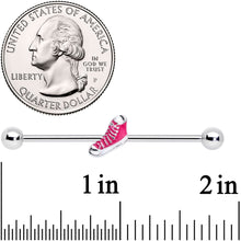 Load image into Gallery viewer, 14G Pink High Top Sneaker Industrial Barbell 38mm
