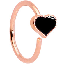 Load image into Gallery viewer, 18G 3/8 Rose Gold Tone Black Heart Nose Hoop

