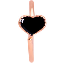 Load image into Gallery viewer, 18G 3/8 Rose Gold Tone Black Heart Nose Hoop
